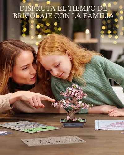 Miniatura 7 de Rolife Rompecabezas de Madera 3D de Flores para Adultos, Plantas de Árbol Bonsái Sakura DIY para Decoración de Mesa del Hogar, Manualidades