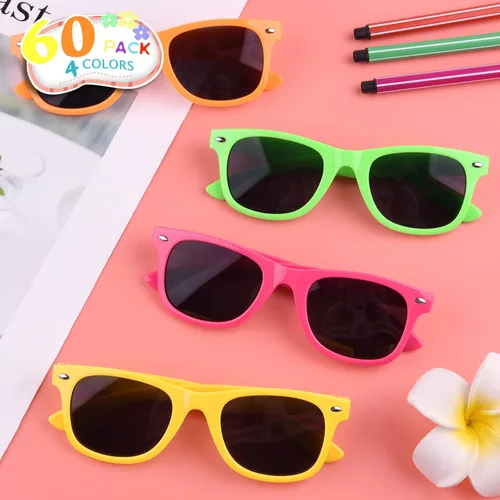 Miniatura 2 de MIAHART Gafas de sol para niños, colores neón, recuerdos de fiesta para niños y niñas, verano, playa, piscina, cumpleaños, graduación, regalos