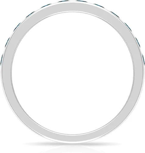 Miniatura 14 de Anillo de media eternidad con topacio azul londinense certificado para mujer, calidad AAA, anillo de piedra natal de diciembre, listo para regalar