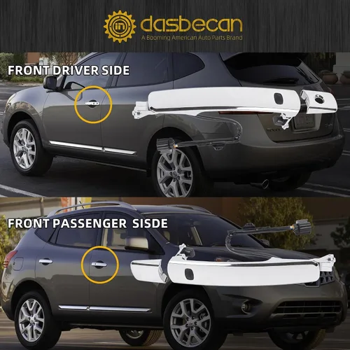 Miniatura 6 de Dasbecan 2 piezas de manija de puerta delantera exterior inteligente de entrada sin llave cromada compatible con Nissan Rogue 2010-2013, lado