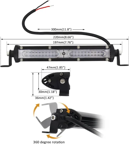 Miniatura 2 de Barra de luces antiniebla LED azul ultra delgada de una sola fila para conducción todoterreno, 2 unidades, 7 pulgadas, impermeables, luces