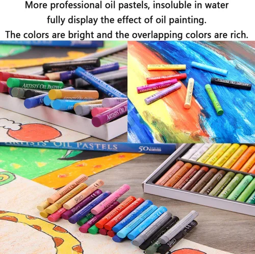 Miniatura 6 de Juego de pasteles al óleo, pintura profesional suave para dibujo, crayones de arte de grafiti lavables redondos no tóxicos, barras de pastel