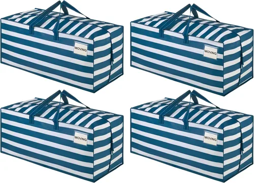 Miniatura 42 de VENO Paquete de 2 bolsas de mudanza, correas de mochila, mudanza, cajas de almacenamiento universitario, con tapas, resistentes, extragrandes, asas
