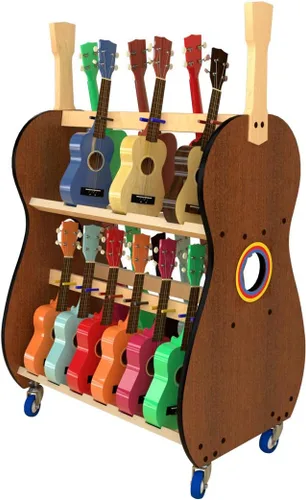 Miniatura 11 de Carrito de almacenamiento de ukelele móvil para escuelas - The Band Room Estante de aula para 18 o 30 instrumentos Fabricado en Estados Unidos