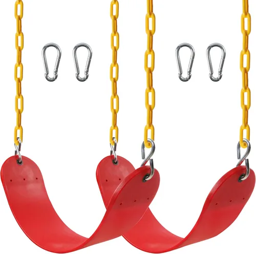 Miniatura 15 de Sunnyglade Juego de 2 columpios resistentes con cadena de 66 pulgadas, accesorios de repuesto con ganchos a presión, soporta 250 libras (2, verde)
