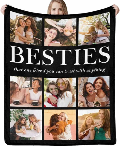 Miniatura 12 de D-Story Manta personalizada con fotos, texto, Manta personalizada con imagen, texto o fotos para mejores amigas, hermanas, regalos para cumpleaños