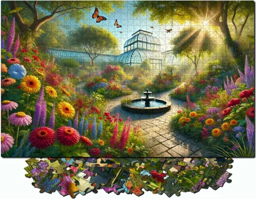 Rompecabezas de jardín botánico de 1000 piezas para adultos - Rompecabezas grande desafiante con letras en la parte posterior - Colorido diseño