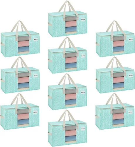 Miniatura 17 de VENO Paquete de 4 bolsas de mudanza resistentes, bolsas de almacenamiento de ropa y edredón con ventana transparente, suministros de embalaje