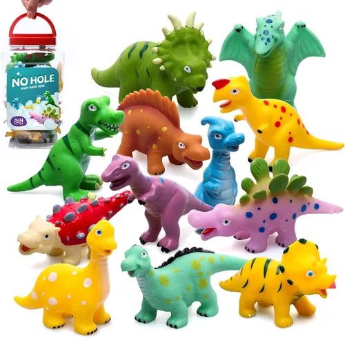 Hely Cancy Juguetes de baño de dinosaurio para niños pequeños, sin agujeros, bañera de bebé, ducha, agua, piscina, juguetes