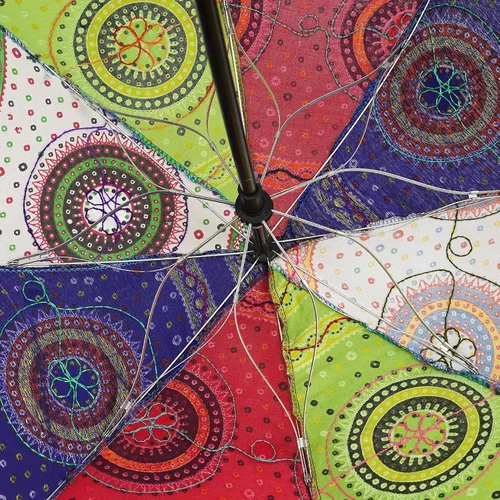 Miniatura 5 de Marubhumi Paraguas de diseño indio hecho a mano de algodón multicolor multicolor bordado Boho paraguas sombrilla (5 unids)