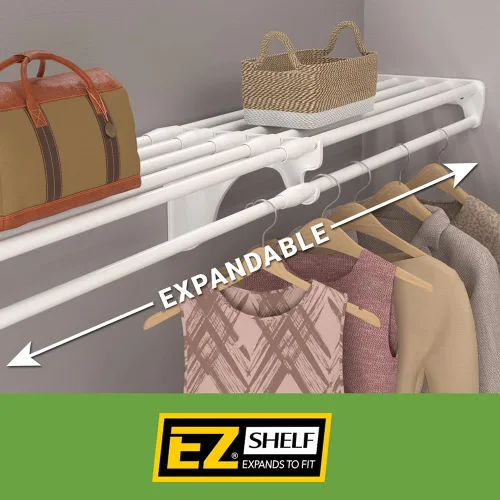 Miniatura 8 de EZ Shelf - Estante extensible para armario de bricolaje (sin barra para colgar) - 28" a 48" - Blanco - Fácil de instalar en 2 paredes laterales
