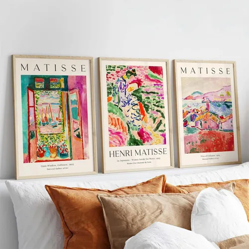 Miniatura 17 de Henri Matisse - Juego de 3 impresiones artísticas de pared de Matisse para decoración de pared, póster estético de lienzo colorido abstracto rosa