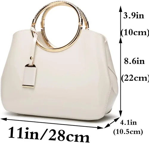 Miniatura 2 de Rullar Bolso elegante de las mujeres y bolso de la manija superior del bolso de la manija de la bolsa de cuero de patente de la totalizador