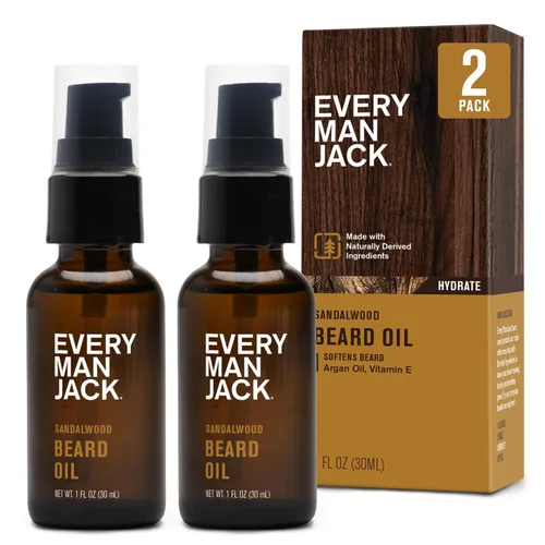 Every Man Jack Aceite de sándalo para barba – Hidrata y suaviza tu barba – Alivia la picazón y las escamas – Fabricado con ingredientes derivados