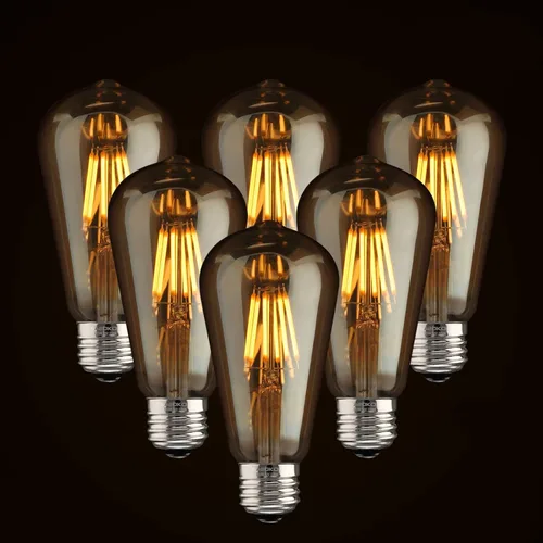 Miniatura 13 de ASOKO Paquete de 4 bombillas Edison regulables, bombillas vintage equivalentes a 40 W, 2200 K-2400 K blanco cálido (vidrio ámbar), ST64, base E26
