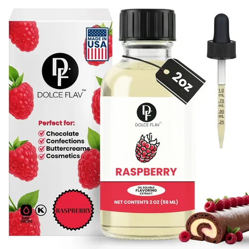 Dolce Flav Extracto de Frambuesa – 2 onzas de saborizante concentrado de frambuesa soluble en aceite, kosher, sin azúcar, para chocolates, caramelos