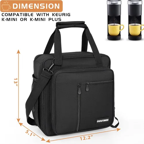 Miniatura 5 de Bolsa de transporte OUUTMEE para cafetera compatible con Keurig K-Mini o K-Mini Plus, bolsa de almacenamiento portátil para cafetera de una sola