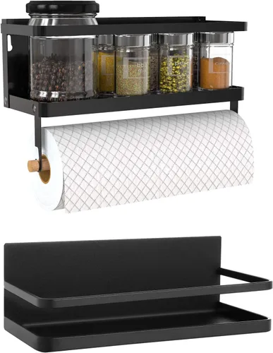 Organizador magnético de especias de un solo nivel, estante de almacenamiento de especias para refrigerador, fácil de instalar, el lado del