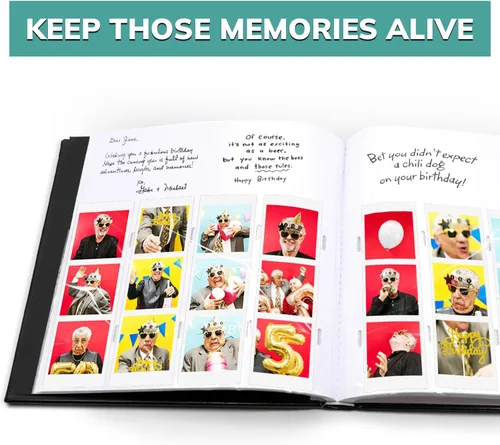 Miniatura 3 de PBF - Álbum de fotos para cabina de fotos, libro de invitados con insertos de imagen transparentes de 2 x 6, cubierta negra con fundas de plástico