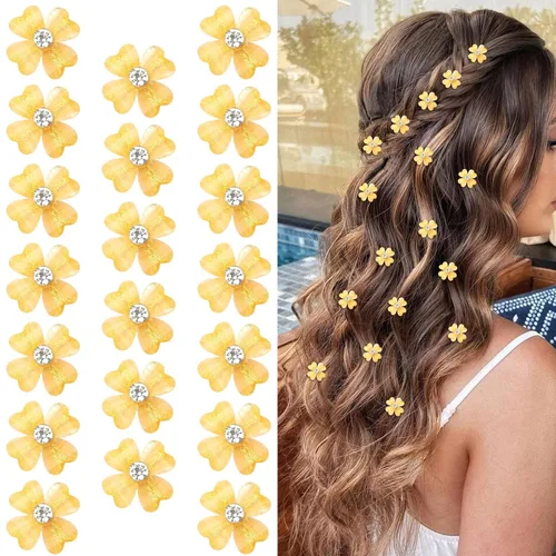 Miniatura 9 de Wecoe Pinzas para el cabello decorativas blancas pequeñas con flores para mujer, 20 piezas de lindos accesorios para el cabello, juego de regalo