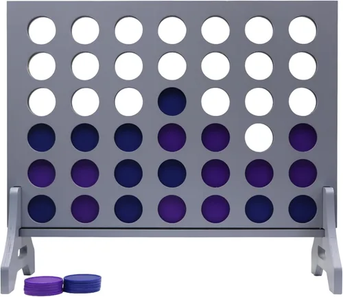 Miniatura 18 de Juego gigante 4 en una fila para familia y adultos – Tailgating Pros Jumbo de madera gris cuatro en una fila juego de patio para interiores