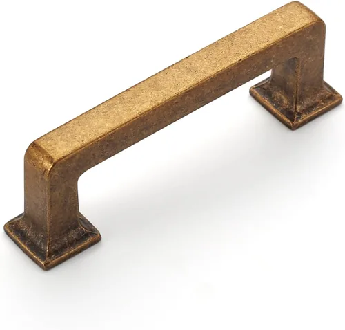 Miniatura 50 de Amerdeco - Paquete de 10 tiradores de latón cepillado para armarios con orificio central de 3 pulgadas (76 mm), tiradores para armarios de cocina