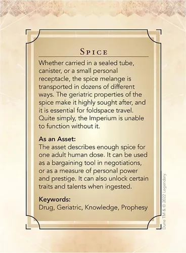 Miniatura 4 de Modiphius Dune: Cartas de activos – Baraja de expansión de agente – Dune Adventures in The Imperium, 56 cartas RPG expansión, paquete de accesorios