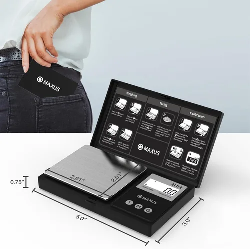Miniatura 3 de MAXUS - Báscula digital de gramos 1000 g/0.1 g, báscula pequeña de alimentos con LCD retroiluminada, mini báscula de bolsillo para joyería Negro mate