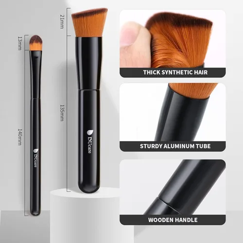 Miniatura 6 de DUcare Brocha para base y corrector, 2 unidades, bronceador de contorno, brocha Kabuki para cara, mezcla de líquidos sintéticos, herramientas