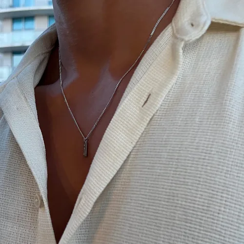 Miniatura 7 de Collar para hombre Collar con colgante en L Unisize L cadena de acero inoxidable para hombres y mujeres, collares geniales, cadena alternativa