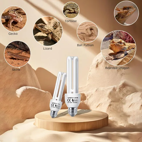 Miniatura 8 de Lámpara lineal UVA/UVB 10.0, 26W - Iluminación de hábitat del desierto, lámpara compacta de terrario, bombilla UVB para dragón barbudo, lagarto, 1