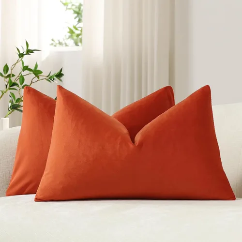 Miniatura 24 de Dezene - 2 fundas decorativas de terciopelo para almohada Hielo de vainilla
