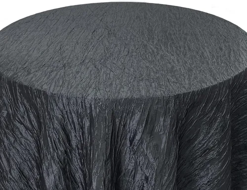 Miniatura 3 de Your Chair Covers - Mantel redondo de tafetán arrugado de 120 pulgadas - Mantel negro brillante para mesa de comedor para bodas, fiestas