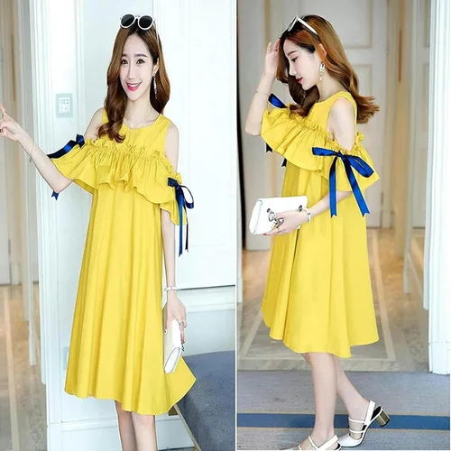 Miniatura 2 de Ropa anti-radiación, vestidos de maternidad para embarazadas, faldas superiores de protección de doble capa EMF Shield Shield*1, mediano, amarillo