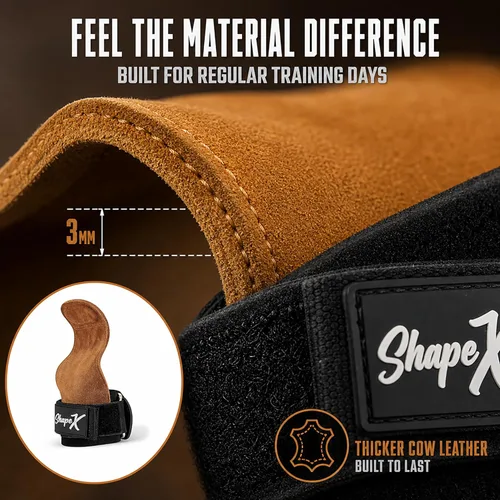 Miniatura 3 de ShapeX Agarre de mano para hombres y mujeres, correas de levantamiento de pesas para peso muerto, repuesto para Versa, Crossfit Grips - Correa