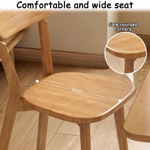 Miniatura 5 de YVYKFZD Sillas de comedor de madera maciza, juego de sillas de cocina con respaldo curvo, silla de comedor sin brazos, silla auxiliar cómoda de Negro