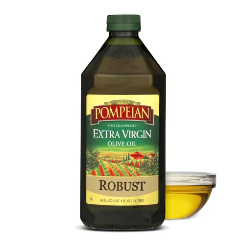 Pompeian Aceite de oliva virgen extra robusto, contiene polifenoles, primer prensado en frío, 68 onzas líquidas