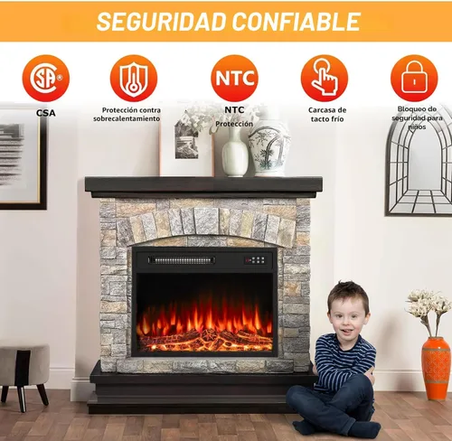Miniatura 5 de BOSSIN Chimenea eléctrica de 36 pulgadas con repisa, inserto de chimenea eléctrica de 23 pulgadas, soporte de TV independiente con temporizador