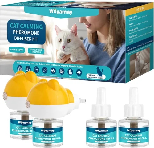 Miniatura 6 de Woyamay Difusor calmante para gatos, difusor calmante de feromonas para gatos, para aliviar la ansiedad de los gatos, kit de difusor de feromonas