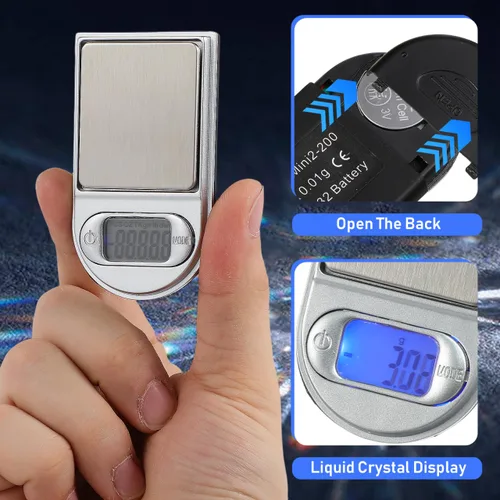 Miniatura 3 de IMIKEYA Báscula de joyería de bolsillo digital de bolsillo báscula digital de joyería escala de gramos mini escala digital de alta precisión
