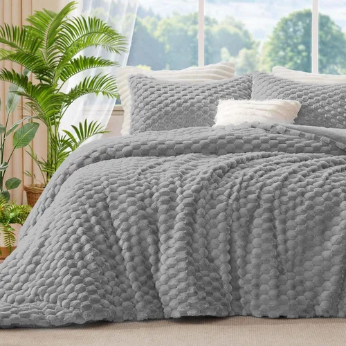 Miniatura 12 de BEDELITE Juego de Edredón Esponjoso Twin - Edredón Suave de Vellón Beige para Cama Twin, Juego de Ropa de Cama Lujoso y Cálido para Invierno, Juego
