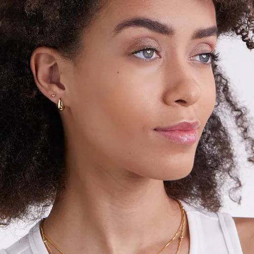 Miniatura 2 de MILLA Aretes tipo huggie de oro de 14 quilates o plata de ley para mujer, paquete múltiple e individuales, aretes para mujer, aretes de moda Y2K