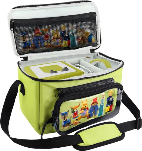 Annmore Funda de transporte para Toniebox 1 y 2, con compartimento para figuras Tonies, cargador y auriculares, compatible con Yoto Player y Verde