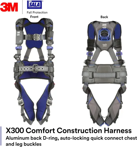 Miniatura 2 de 3M 1403070 DBI-SALA ExoFit X300 Arnés de seguridad de construcción cómodo, protección contra caídas, OSHA, ANSI, anillo en D trasero de aluminio