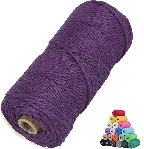 Miniatura 40 de Cuerda de algodón para macramé, de 0.11 pulgadas x 109 yardas, cuerda de macramé natural marrón, suministros perfectos de algodón para hacer