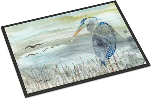 Caroline's Treasures SC2007MAT - Tapete de acuarela azul de garza de 18 x 27 pulgadas, para interiores y exteriores, para entrada, antideslizante,