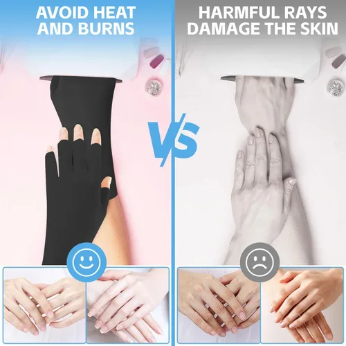 Miniatura 6 de Guantes UV para manicura de gel, guantes profesionales de protección solar UV UPF50+ para lámpara de uñas, cuidado de la piel, guantes de protección