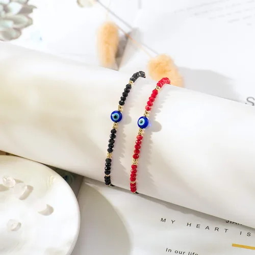 Miniatura 2 de Tarsus Delicadas pulseras de cuentas de mal de ojo ajustable amuleto de cuerda para mujeres y hombres