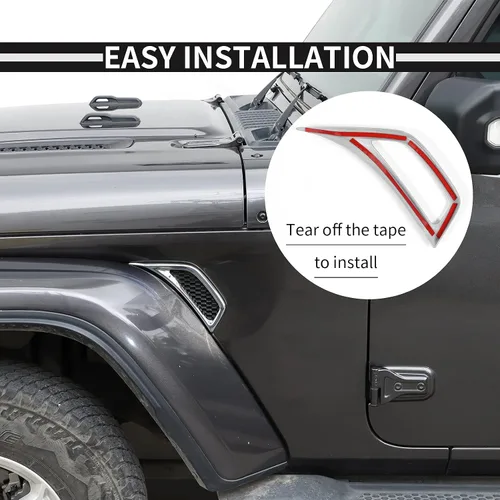 Miniatura 4 de Voodonala para Jeep JL Adorno de salida de aire acondicionado lateral para Jeep Wrangler JL JLU Gladiator JT maletero 4xe, Plata brillante (cromo)