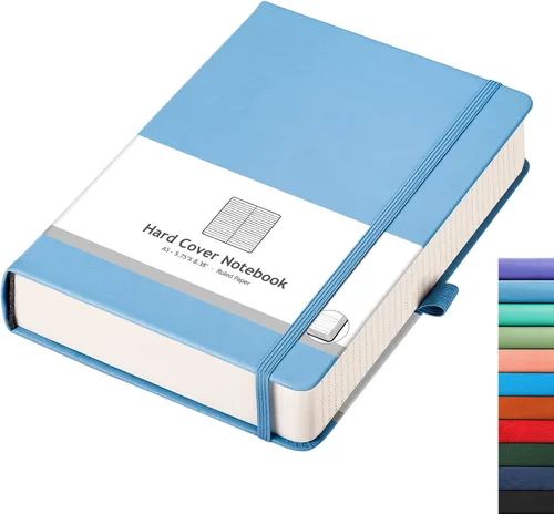 Miniatura 18 de AHGXG Cuaderno rayado – 320 páginas numeradas grande B5 grueso diario universitario rayado, papel rayado grueso de 100gsm, tapa blanda de piel Azul